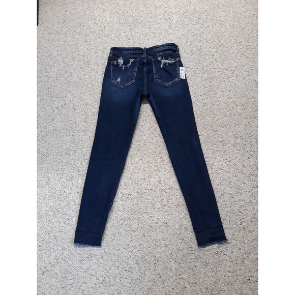 30 Buckle Vervet Mid-Rise Dark Wash Distressed Skinny Raw Hem - Picture 5 of 6